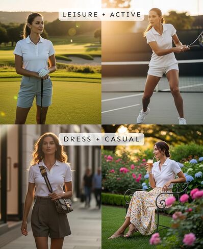Andrew Scott Women's Golf Polo Shirts | Ultra Soft Quick Dry V Neck Button Collar Tops| Multi Packs & Colors in Saudi Arabia