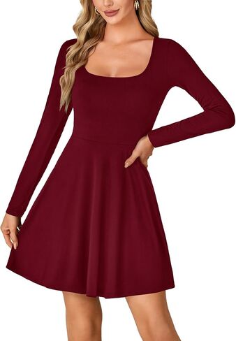 LYANER Women's Long Sleeve Mini Dress Loose Casual Empire Waist Above Knee Length Dresses in Saudi Arabia