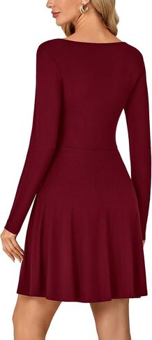 LYANER Women's Long Sleeve Mini Dress Loose Casual Empire Waist Above Knee Length Dresses in Saudi Arabia