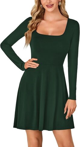 LYANER Women's Long Sleeve Mini Dress Loose Casual Empire Waist Above Knee Length Dresses in Saudi Arabia