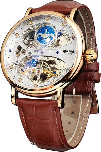 FORSINING Automatic Mechanical Watch, Self Winding Skeleton Watch for Mens, Mechanical Tourbillon Steampunk Fashion Men Watch Date Day Dress Watch Gift for Men in Saudi Arabia