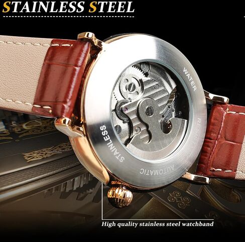 FORSINING Automatic Mechanical Watch, Self Winding Skeleton Watch for Mens, Mechanical Tourbillon Steampunk Fashion Men Watch Date Day Dress Watch Gift for Men in Saudi Arabia