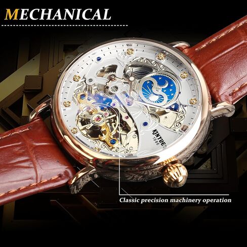 FORSINING Automatic Mechanical Watch, Self Winding Skeleton Watch for Mens, Mechanical Tourbillon Steampunk Fashion Men Watch Date Day Dress Watch Gift for Men in Saudi Arabia