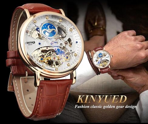 FORSINING Automatic Mechanical Watch, Self Winding Skeleton Watch for Mens, Mechanical Tourbillon Steampunk Fashion Men Watch Date Day Dress Watch Gift for Men in Saudi Arabia