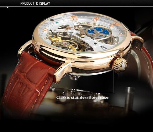 FORSINING Automatic Mechanical Watch, Self Winding Skeleton Watch for Mens, Mechanical Tourbillon Steampunk Fashion Men Watch Date Day Dress Watch Gift for Men in Saudi Arabia