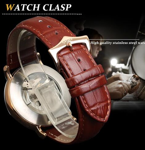 FORSINING Automatic Mechanical Watch, Self Winding Skeleton Watch for Mens, Mechanical Tourbillon Steampunk Fashion Men Watch Date Day Dress Watch Gift for Men in Saudi Arabia