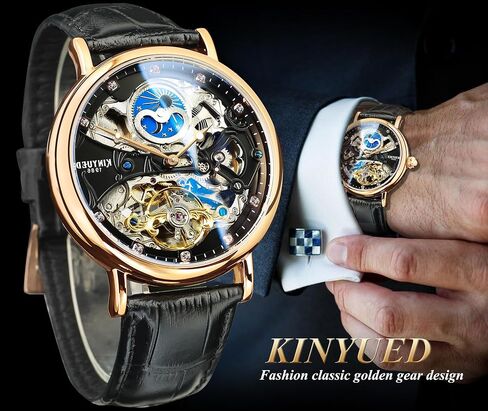 FORSINING Automatic Mechanical Watch, Self Winding Skeleton Watch for Mens, Mechanical Tourbillon Steampunk Fashion Men Watch Date Day Dress Watch Gift for Men in Saudi Arabia