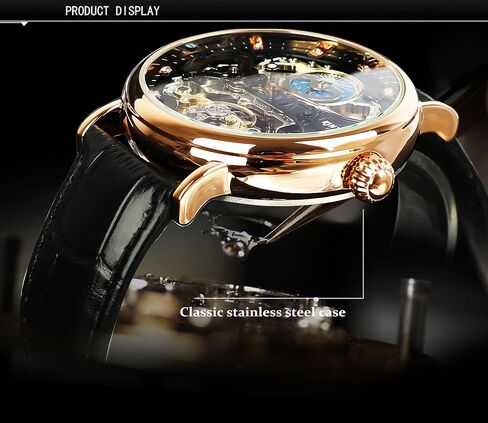 FORSINING Automatic Mechanical Watch, Self Winding Skeleton Watch for Mens, Mechanical Tourbillon Steampunk Fashion Men Watch Date Day Dress Watch Gift for Men in Saudi Arabia