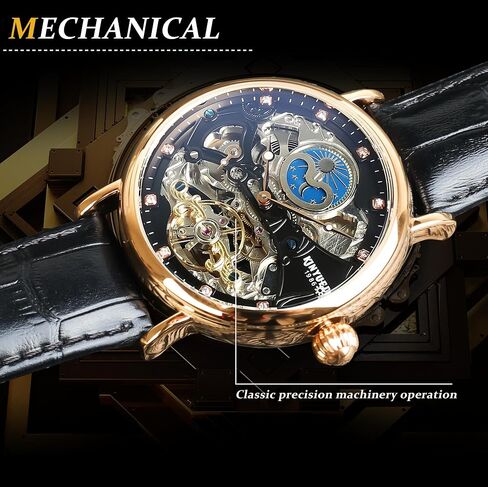 FORSINING Automatic Mechanical Watch, Self Winding Skeleton Watch for Mens, Mechanical Tourbillon Steampunk Fashion Men Watch Date Day Dress Watch Gift for Men in Saudi Arabia