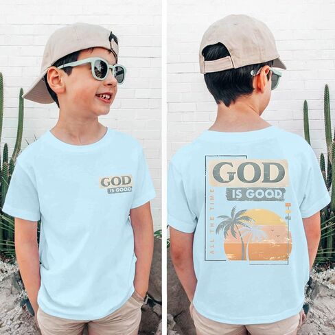 KEEVICI Boys God is Good Shirt Christian Faith Shirts for Kids Jesus Beach Palm Tree Hawaiian Tshirt Graphic Tees Cotton Tops in Saudi Arabia