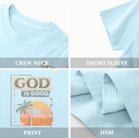KEEVICI Boys God is Good Shirt Christian Faith Shirts for Kids Jesus Beach Palm Tree Hawaiian Tshirt Graphic Tees Cotton Tops in Saudi Arabia