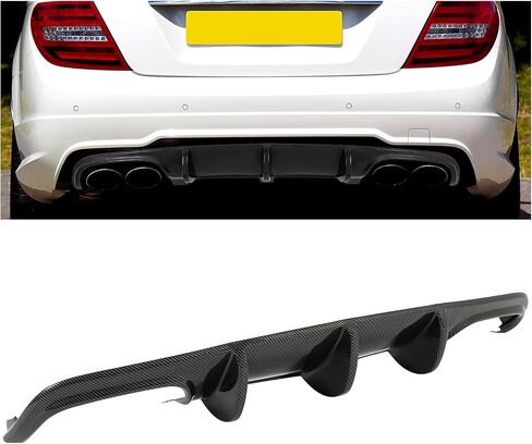 KUAFU Rear Bumper Diffuser Compatible with 2008-2011 Mercedes Benz W204 C180 C200 C250 C300 C350 Sport C63 AMG Spoiler Wing Big Shark Fin Carbon Fiber Color in Saudi Arabia