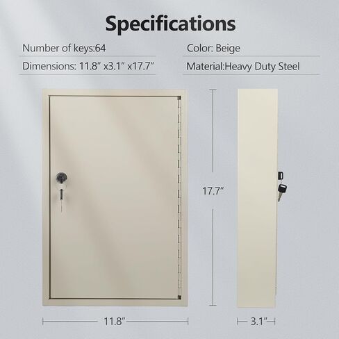 SHANTRA Key Box Cabinet, Wall Mount 64 Position Metal Locking Key Cabinet Organizer - Key Storage Box with Key Tags, Adjustable Lockbox for Keys, Secure Holder for Home, Hotels, and Valets - Black in Kuwait