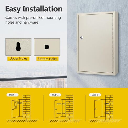 SHANTRA Key Box Cabinet, Wall Mount 64 Position Metal Locking Key Cabinet Organizer - Key Storage Box with Key Tags, Adjustable Lockbox for Keys, Secure Holder for Home, Hotels, and Valets - Black in Kuwait