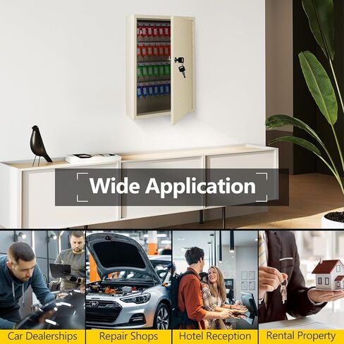 SHANTRA Key Box Cabinet, Wall Mount 64 Position Metal Locking Key Cabinet Organizer - Key Storage Box with Key Tags, Adjustable Lockbox for Keys, Secure Holder for Home, Hotels, and Valets - Black in Kuwait