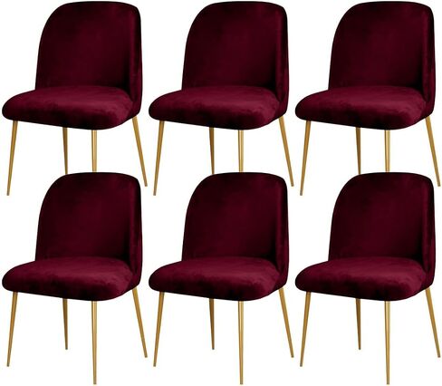 6 Pack Velvet Curved Back Chair Covers Modern Accent Mid Century Short Back Armless Chair Slipcovers for Room Furniture Protector in Saudi Arabia