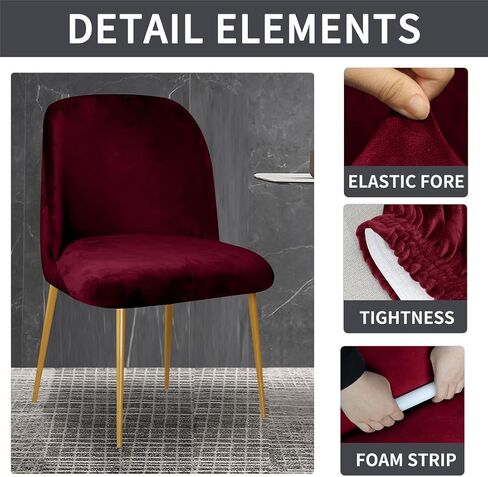 6 Pack Velvet Curved Back Chair Covers Modern Accent Mid Century Short Back Armless Chair Slipcovers for Room Furniture Protector in Saudi Arabia