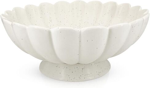 8" White Stoneware Scalloped Ruffle Decorative Bowl-Moderate Ceramic Fruit Bowl for Kitchen Counter, Elegant Wavy Edge Centerpiece Bowls for Home Decor, Perfect for Housewarming &Wedding Gift in Saudi Arabia