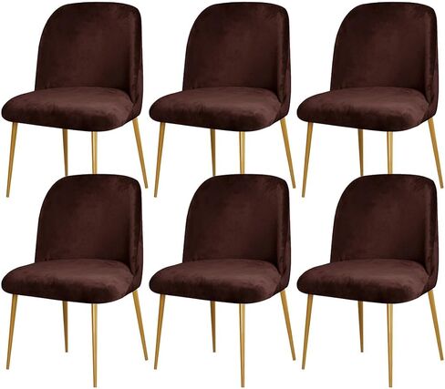 6 Pack Velvet Curved Back Chair Covers Modern Accent Mid Century Short Back Armless Chair Slipcovers for Room Furniture Protector in Saudi Arabia
