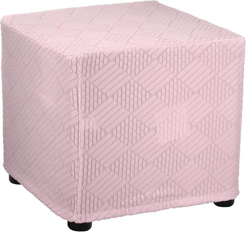 uxcell Stretch Ottoman Cover Stripe Square Ottoman Slipcover with Elastic for Foot Stool Living Room Bedroom Fit Length 37-45cm / 14"-17", Small, Light Gray in Saudi Arabia