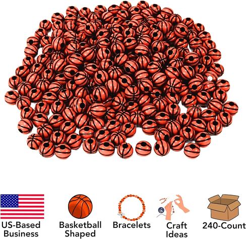 Iconikal 240-Count Acrylic Beads, 12mm Round Plastic Craft Beads for Bracelets, Necklaces, Keychains & Lanyards (Softball) in Saudi Arabia