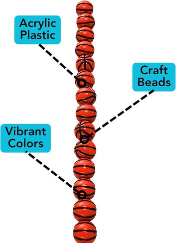Iconikal 240-Count Acrylic Beads, 12mm Round Plastic Craft Beads for Bracelets, Necklaces, Keychains & Lanyards (Softball) in Saudi Arabia