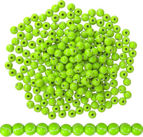 Iconikal 240-Count Acrylic Beads, 12mm Round Plastic Craft Beads for Bracelets, Necklaces, Keychains & Lanyards (Softball) in Kuwait
