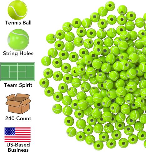 Iconikal 240-Count Acrylic Beads, 12mm Round Plastic Craft Beads for Bracelets, Necklaces, Keychains & Lanyards (Softball) in Kuwait