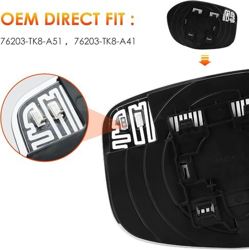 Right Passenger Side Mirror Glass Compatible with 2014 2015 2016 2017 Honda Odyssey Rear View Side Mirror Replace 76203-TK8-A51 / 76203-TK8-A41 in Saudi Arabia