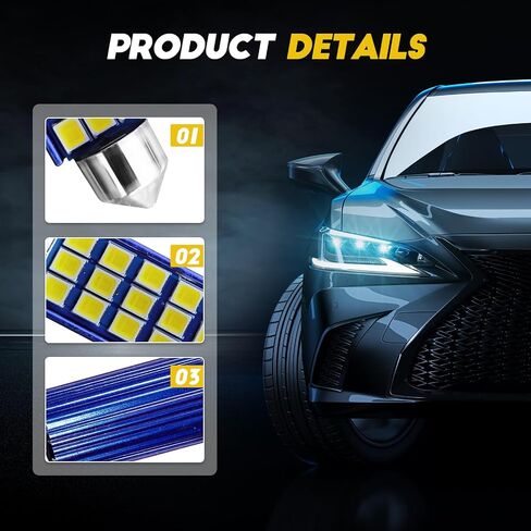 wuyaoyao 2PCS 578 LED Bulbs, 42mm 41mm 1.65in LED Light Bulbs, 6000K White Extremely Bright Interior Led Car Bulb, Car Interior Dome Map Door Lights Replacement 211-2 212-2 569 6411 6451 (2PCS) in Saudi Arabia