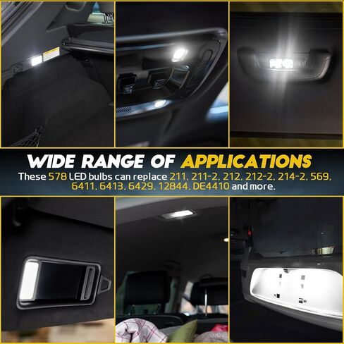 wuyaoyao 2PCS 578 LED Bulbs, 42mm 41mm 1.65in LED Light Bulbs, 6000K White Extremely Bright Interior Led Car Bulb, Car Interior Dome Map Door Lights Replacement 211-2 212-2 569 6411 6451 (2PCS) in Saudi Arabia