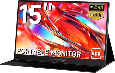 AYY Portable Monitor لجهاز الكمبيوتر المحمول 15 بوصة ، FHD 1080P USB-C HDMI Travel Monitor External for Computer ، Second Display HDR IPS Gaming Monitor Extender للكمبيوتر الشخصي MAC هاتف PS4/5 Xbox Switch ، مكبرات صوت مدمجة in Saudi Arabia