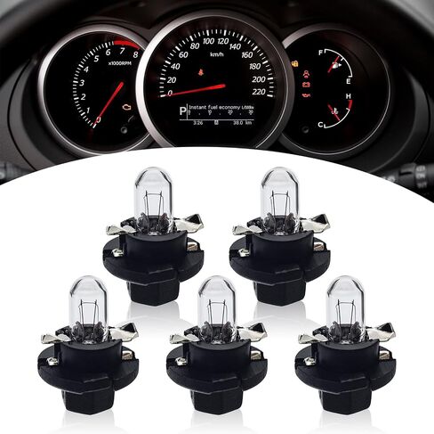 T4 Dashboard Bulb ، 14V 1.2W مصابيح هالوجين زجاجية عالية درجة الحرارة ، لمبة لوحة مجموعة الأدوات والتشغيل ، Universal لمعظم السيارات (White #DB1601) in Kuwait