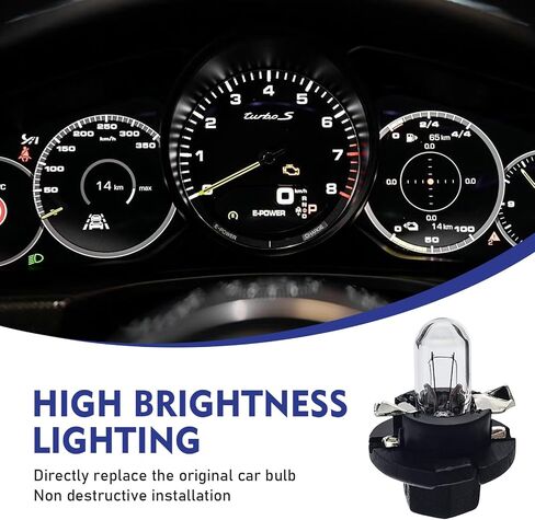 T4 Dashboard Bulb ، 14V 1.2W مصابيح هالوجين زجاجية عالية درجة الحرارة ، لمبة لوحة مجموعة الأدوات والتشغيل ، Universal لمعظم السيارات (White #DB1601) in Kuwait