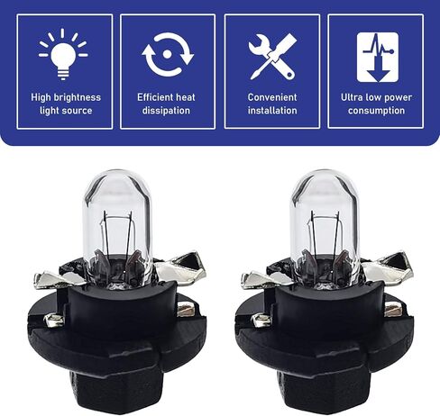 T4 Dashboard Bulb ، 14V 1.2W مصابيح هالوجين زجاجية عالية درجة الحرارة ، لمبة لوحة مجموعة الأدوات والتشغيل ، Universal لمعظم السيارات (White #DB1601) in Kuwait