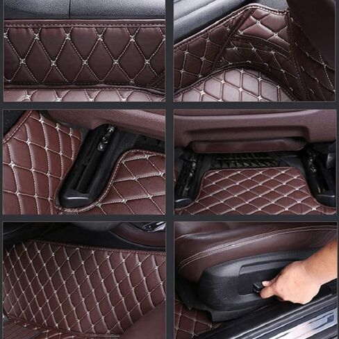 Customized Personalized car Floor mats, All-Weather Luxury car Floor mats, Waterproof and Anti Slip Leather car Floor mat Lining, 95% Customized car, Truck, and SUV Floor mats (Edge red) in Saudi Arabia