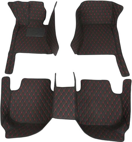 Customized Personalized car Floor mats, All-Weather Luxury car Floor mats, Waterproof and Anti Slip Leather car Floor mat Lining, 95% Customized car, Truck, and SUV Floor mats (Edge red) in Saudi Arabia