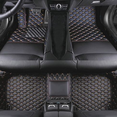 Customized Personalized car Floor mats, All-Weather Luxury car Floor mats, Waterproof and Anti Slip Leather car Floor mat Lining, 95% Customized car, Truck, and SUV Floor mats (Edge red) in Saudi Arabia