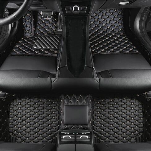 Customized Personalized car Floor mats, All-Weather Luxury car Floor mats, Waterproof and Anti Slip Leather car Floor mat Lining, 95% Customized car, Truck, and SUV Floor mats (Edge red) in Saudi Arabia