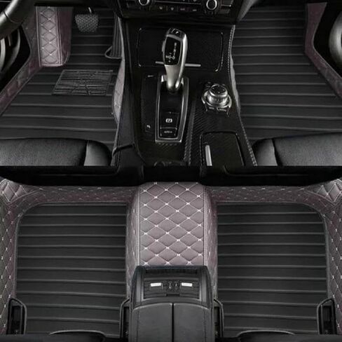 Customized Personalized car Floor mats, All-Weather Luxury car Floor mats, Waterproof and Anti Slip Leather car Floor mat Lining, 95% Customized car, Truck, and SUV Floor mats (Edge red) in Saudi Arabia