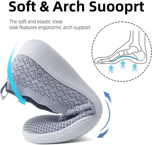 poemlady Women's Walking Shoes - Mesh Slip on Sneaker Knit Round Toe Casual Memory Foam Low Wedge Nurse Shoes for Work in Kuwait