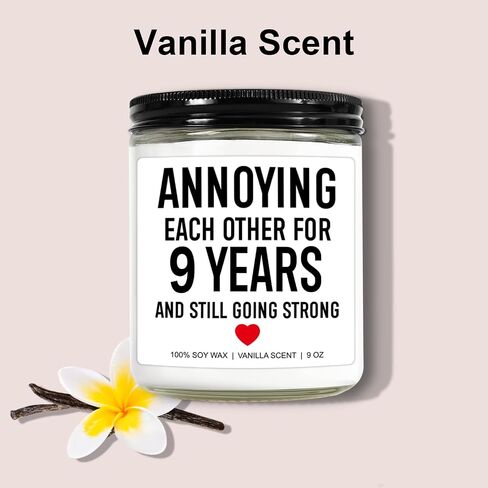 شمعة معطرة مضحكة ، الذكرى السنوية 9 سنوات ، هدايا له ، لها ، الذكرى التاسعة ، هدايا للزوج ، الزوجة ، الزوجين ، 9 سنوات من الزفاف. يقدم الفخار للرجال والنساء in Saudi Arabia