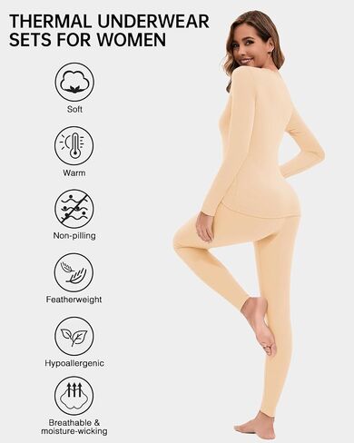 Lace V Neck Thermal Underwear Sets For Women Long Johns Fleece Base Layer Cold Weather Thermal Pajamas Set Top Bottom in Saudi Arabia