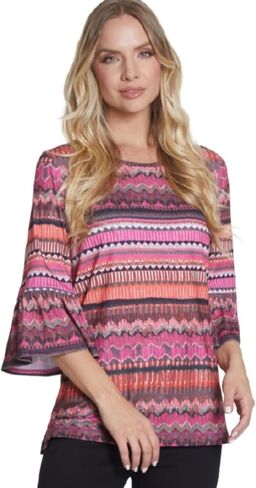 MULTIPLES Women's Three Quarters Flounce Sleeves Wide Neck Top in Saudi Arabia