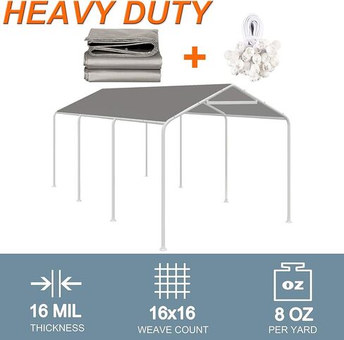 10 × 20 قدمًا بديلاً للسيربوت المظلة غلاف المظلة مرآب TOP TET TET TARP مع 44 كرة حربية كرة حرة ، رمادي (غطاء فقط ، إطار لا يشمل) in Kuwait