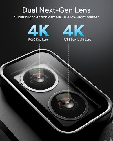 SJCAM SJ20 Action Camera 4K, F2.0/F1.3 Dual Lens, 154° FOV HDR, Low Light, 1850mAh Battery, Stabilization, Waterproof, 8X Zoom, Helmet Kits, Support Ext MIC& Remote Control in Kuwait