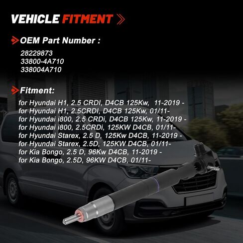 4PCS 28229873 33800-4A710 338004A710 Common Rail Injector for Hyundai D4CB 2.5L Euro 5 Engine Van Starex iLoad Travel H1 H-1 i800 H300 WGT KIA Bongo 3 WGT K2500 K-series 2011- in Saudi Arabia