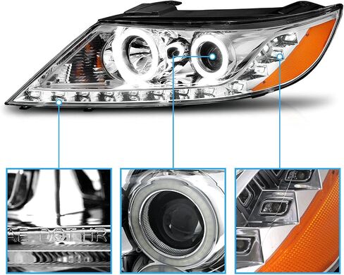 Amerilite لعام 2011-2013 Kia Sorentochrome Projector المصابيح الأمامية Ultra Bright LED مجموعة هالة - جانب الركاب والسائق in Saudi Arabia