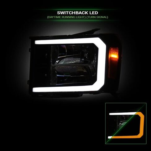 7422452957986 متوافق مع 2007-2013 GMC Sierra 1500/2007-2014 2500 3500 HD DRL LED BAR الأسود الإسكان المصابيح الأمامية مع Amber Reflector in Kuwait