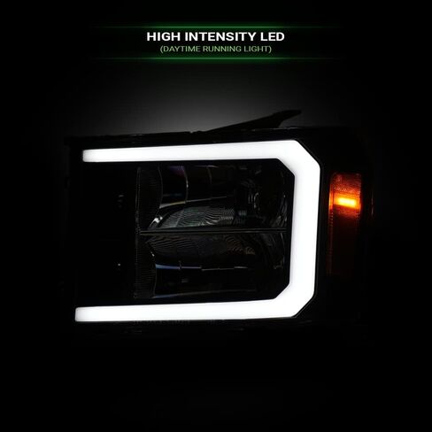 7422452957986 متوافق مع 2007-2013 GMC Sierra 1500/2007-2014 2500 3500 HD DRL LED BAR الأسود الإسكان المصابيح الأمامية مع Amber Reflector in Kuwait